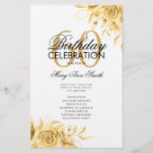 Floral 60th Birthday Program Gold met Menu (Voorkant)