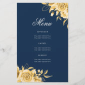 Floral 60th Birthday Program Gold & Navy met Menu (Achterkant)