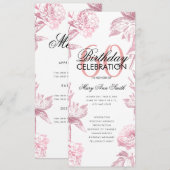 Floral 60th Birthday Program Roos Gold Menu Kaart (Voorkant / Achterkant)