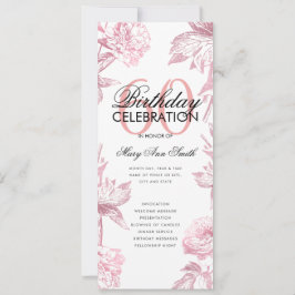 Floral 60th Birthday Program Roos Gold Menu Kaart