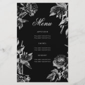 Floral 60th Birthday Program Silver Black Menu (Achterkant)