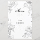 Floral 60th Birthday Program Silver Menu (Achterkant)
