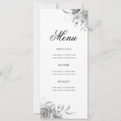 Floral 60th Birthday Program Silver met Menu Kaart (Achterkant)