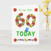  Floral 60th Birthday, voor vrouw Kaart (Gele Bloem)