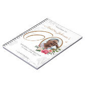 Floral 60th Birthday White Gold Photo Guestbook Notitieboek (Linkerzijde)
