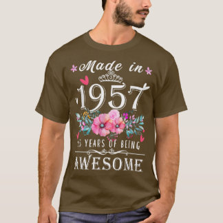 Floral 65e verjaardag geschenken voor vrouwen, gem t-shirt