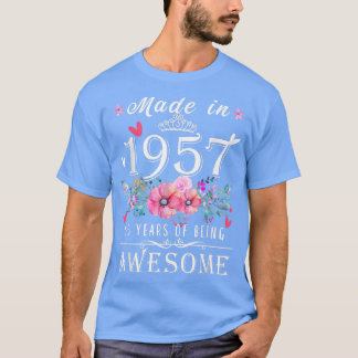 Floral 65e verjaardag geschenken voor vrouwen, gem t-shirt