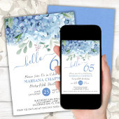 Floral 65th Birthday Blue Hydrangeas Waterverf Kaart