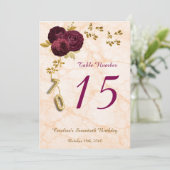 Floral 70 Birthday, Gold Foil Balloon Table Number Feestdagenkaart (Staand voorkant)