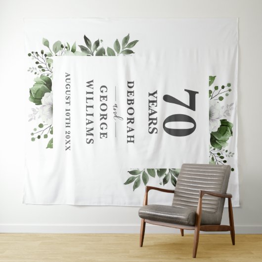 Floral 70e Jubileum Photo Booth Achtergrond Wandkleed (In Situ (horizontaal))