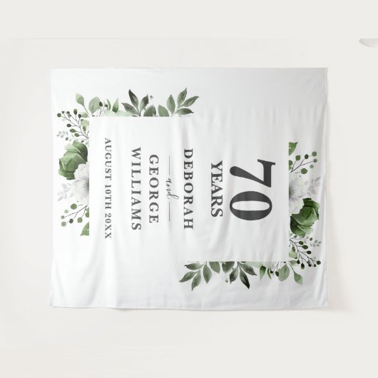 Floral 70e Jubileum Photo Booth Achtergrond Wandkleed (Voorkant (horizontaal))