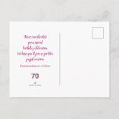 Floral 70e verjaardag – kleurrijk tuinontwerp aankondigingskaart (Achterkant)