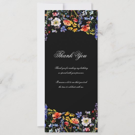 Floral 70e verjaardag programma Bedankt Black (Achterkant)