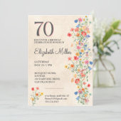 Floral 70e verjaardag Wildflowers 70 jaar feest Kaart (Staand voorkant)