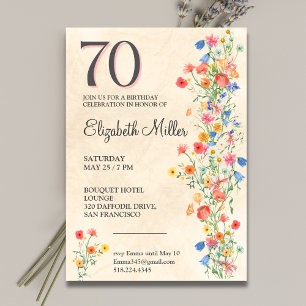 Floral 70e verjaardag Wildflowers 70 jaar feest Kaart