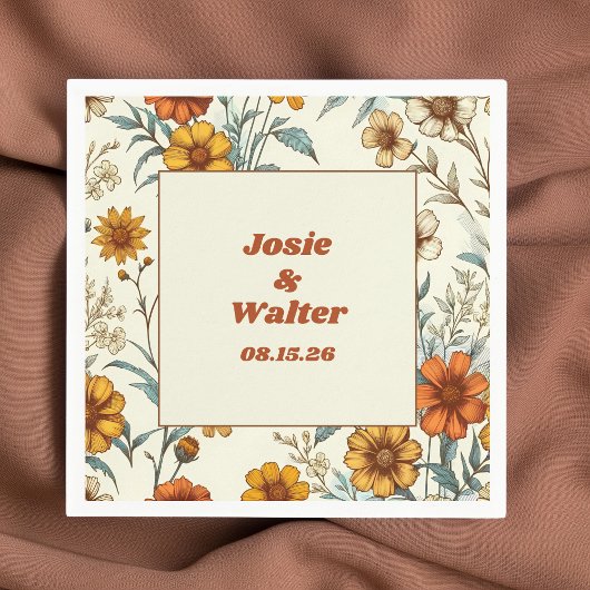  Floral 70s geïnspireerd tijdloos bruiloft Servet