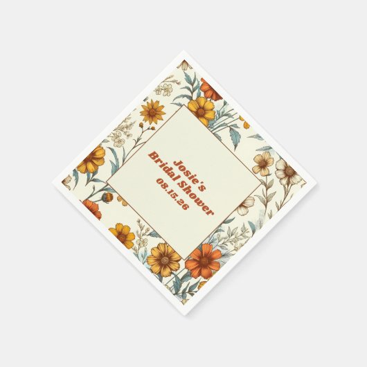  Floral 70s geïnspireerd tijdloos Vrijgezellenfees Servet (Hoek)