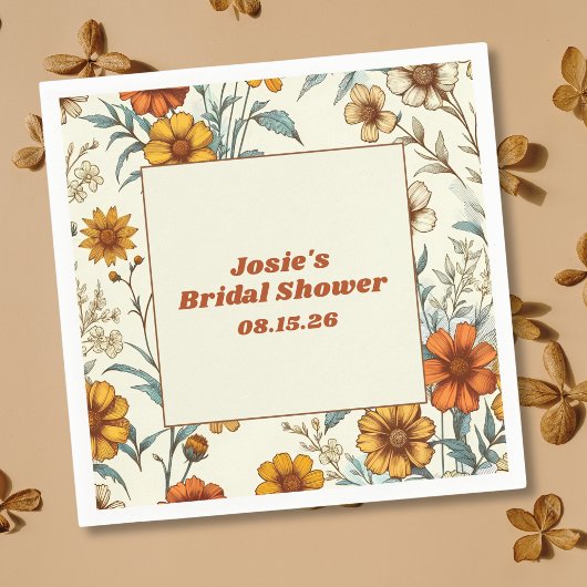 Floral 70s geïnspireerd tijdloos Vrijgezellenfees Servet