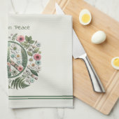  Floral 70's Retro "Bloom in Peace" teken Theedoek (Quarter Fold)