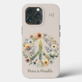 Floral 70s Retro "Vrede is mogelijk" Vredesbord Case-Mate iPhone Case (Achterkant)