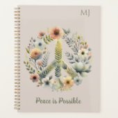 Floral 70s Retro "Vrede is mogelijk" Vredesbord Planner (Voorkant)