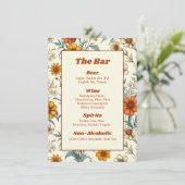  Floral 70s Tijdloze bruiloft Bar Menu (Staand voorkant)