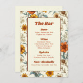 Floral 70s Tijdloze bruiloft Bar Menu (Voorkant / Achterkant)
