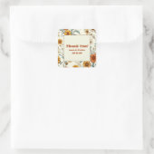  Floral 70s Tijdloze bruiloft dank u Vierkante Sticker (Tas)