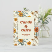Floral 70s Tijdloze trouwkaarten & geschenken teke (Staand voorkant)