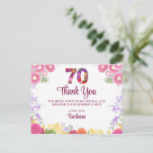 Floral 70ste verjaardag bedankkaart 70 bloem chic briefkaart (Staand voorkant)