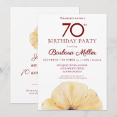 Floral 70ste verjaardag – Elegante Gele Herfst Kaart (Voorkant / Achterkant)