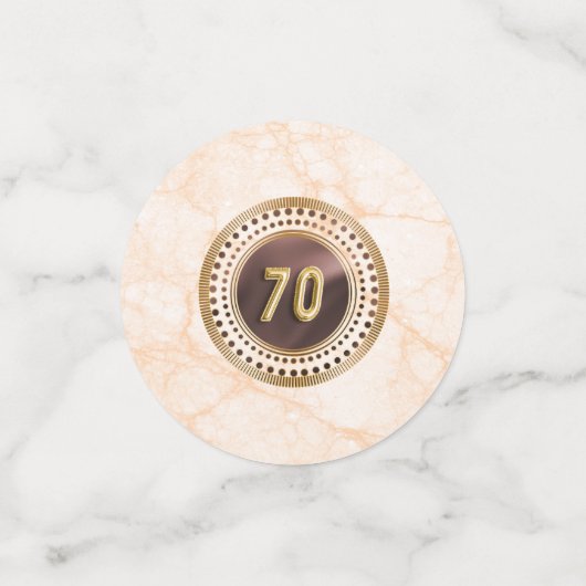 Floral 70th Birthday & Gold Foil Balloon, Face   Confetti (Kleine voorkant)