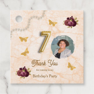 Floral 70th Birthday, Gold Foil Balloon Thank You Bedankjes Labels