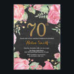Floral 70th Birthday Invitation Gold Glitter Kaart<br><div class="desc">Floral 70th Birthday Invitation for Women. Waterverf botanische bloem. Gold Glitter. Chalkboard Achtergrond. Roze pinda's Floral Flowers. Volwassen verjaardag. Voor verdere aanpassing,  te klikken gelieve de knoop "van de Aanpassing het"en ons ontwerphulpmiddel te gebruiken om deze sjabloon te wijzigen.</div>
