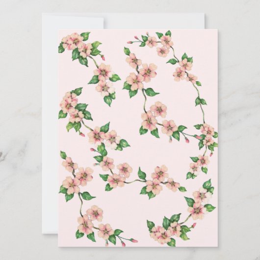 Floral 70th Birthday Invitation in Blush Pink Kaart (Achterkant)