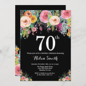 Floral 70th Birthday Invitation Kaart (Voorkant / Achterkant)