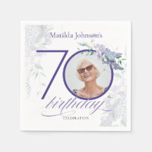 Floral 70th Birthday Paars Wisteria Custom Photo
