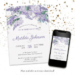 Floral 70th Birthday Paarse Waterverf Elegant Kaart<br><div class="desc">Floral 70th Birthday Paarse Waterverf Elegant Invitation. Een delicaat en vrouwelijk paars floreel en botanisch thema voor de uitnodiging van de verjaardagspartij. Het heeft prachtige wistteriebloemen met een hint van klastheid! De ontwerper is altijd klaar om te helpen, contacteer haar als u hulp met dit ontwerp nodig hebt door op...</div>