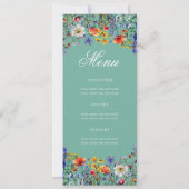 Floral 70th Birthday Party Programma Menu Blauwgro (Achterkant)