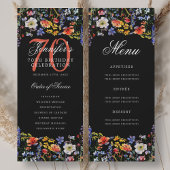 Floral 70th Birthday Party Programma Menu Zwart