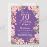 Floral 70th Birthday Pink Flowers Paars Violet Kaart<br><div class="desc">Floral 70th Birthday Pink Floral Flowers Paars Violet Birthday Invitation. Voor verdere aanpassing,  te klikken gelieve de knoop "van de Aanpassing het"en ons ontwerphulpmiddel te gebruiken om deze sjabloon te wijzigen.</div>