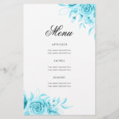 Floral 70th Birthday Program Blauwgroen met Menu (Achterkant)