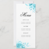 Floral 70th Birthday Program Blauwgroen met Menu Kaart (Achterkant)