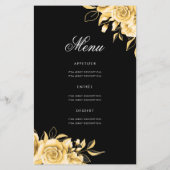 Floral 70th Birthday Program Gold & Black met Menu (Achterkant)