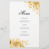 Floral 70th Birthday Program Gold met Menu (Achterkant)