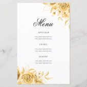 Floral 70th Birthday Program Gold met Menu (Achterkant)