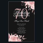 Floral 70th Birthday Program Roos Gold Black Menu<br><div class="desc">Elegant 'Birthday Party Program' met Floral Arrangement in Roos Gold met aangepaste tekst.</div>
