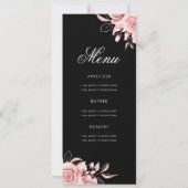 Floral 70th Birthday Program Roos Gold Black Menu Kaart (Achterkant)