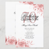 Floral 70th Birthday Program Roos Gold Menu (Voorkant / Achterkant)