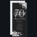 Floral 70th Birthday Program Silver Black met Menu Kaart<br><div class="desc">Elegant ontwerp "Birthday Party Program" met Floral Arrangement in Silver met aangepaste tekst.</div>